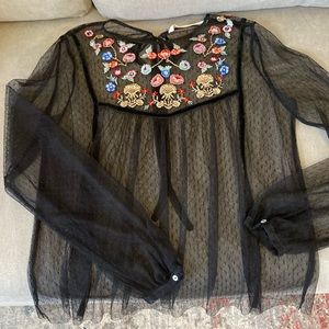 Embroidered Babydoll Top by Zara Trafaluc Collection